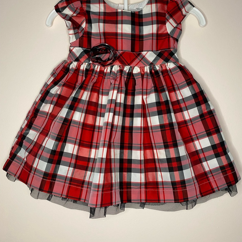 Carters red and black plaid Christmas Holiday dress in size 12 months